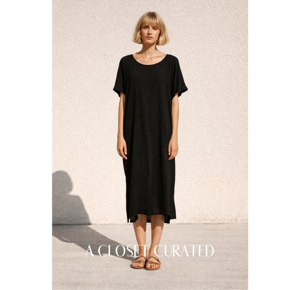 Priory Cotton Midi Dress M/L Black NEW